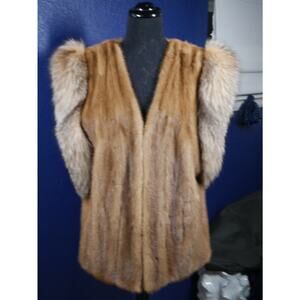 Gorgeous Mink & Crystal Fox Fur Vest Gilet Coat Jacket